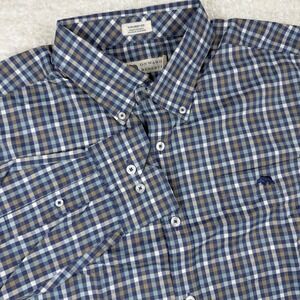Onward Reserve Button Down Shirt Mens L Blue Plaid Tailored Fit Performance